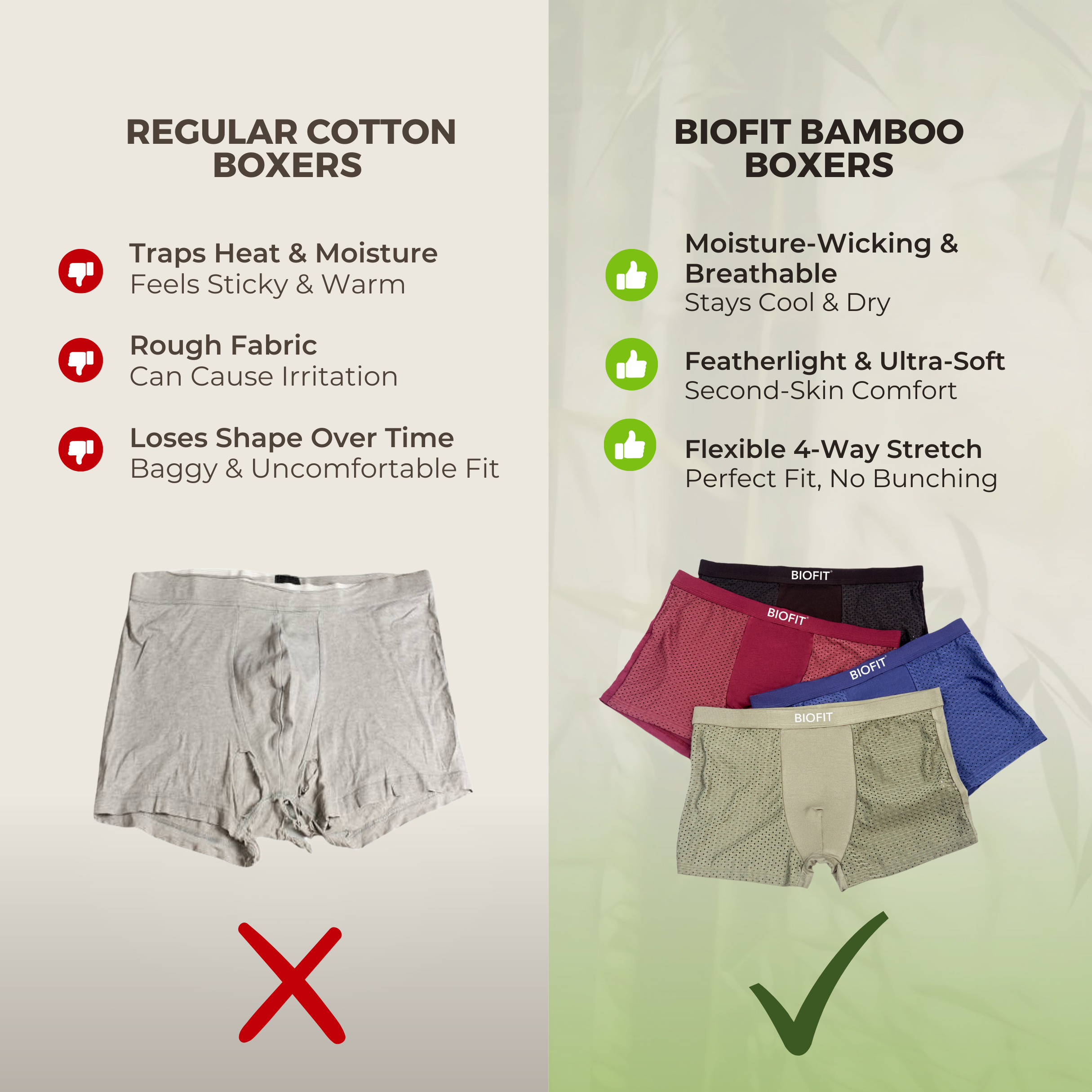 Boxers BIOFIT® de bambú paquete de 5 negros | + 5 GRATIS