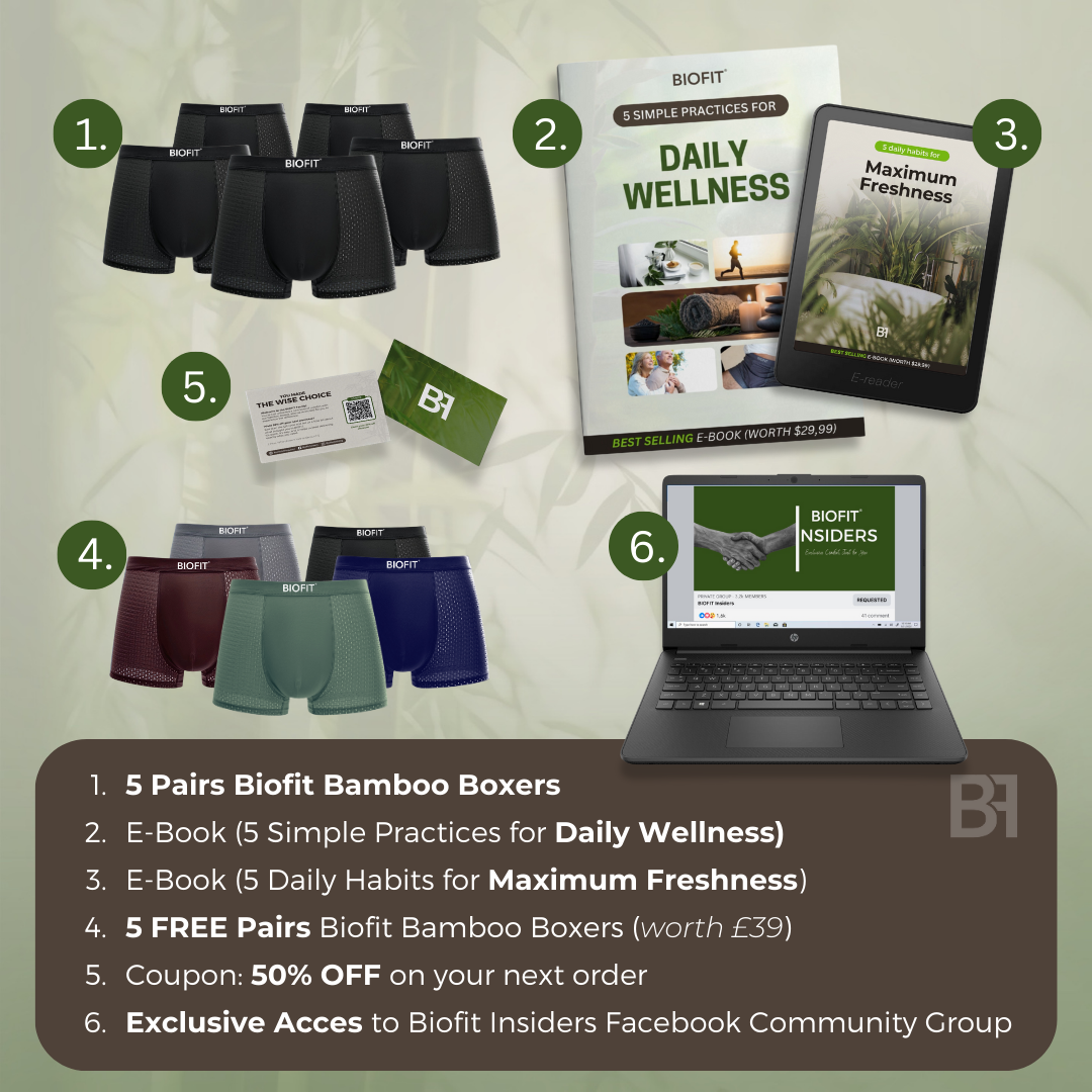 Boxers BIOFIT® de bambú paquete de 5 negros | + 5 GRATIS